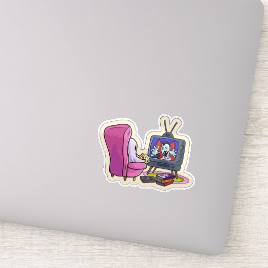 Kijkende tv-geest sticker (Detail)