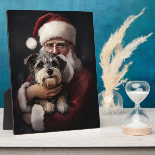 Kijker Terrier met Sinterklaas Feestelijke Kerstmi Fotoplaat