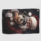 Kijker Terrier met Sinterklaas Feestelijke Kerstmi Golfhanddoek (Horizontaal)