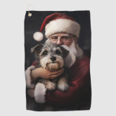 Kijker Terrier met Sinterklaas Feestelijke Kerstmi Golfhanddoek (Voorkant)