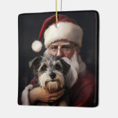 Kijker Terrier met Sinterklaas Feestelijke Kerstmi Keramisch Ornament (Links)