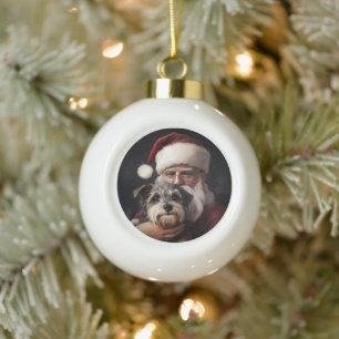Kijker Terrier met Sinterklaas Feestelijke Kerstmi Keramische Bal Ornament