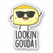 Kijkijkend Gouda Funny Cheese Pun Sticker (Voorkant)