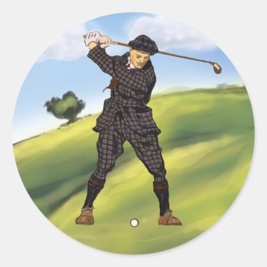 kijkperiode Golfer Golf Ronde Sticker (Voorkant)