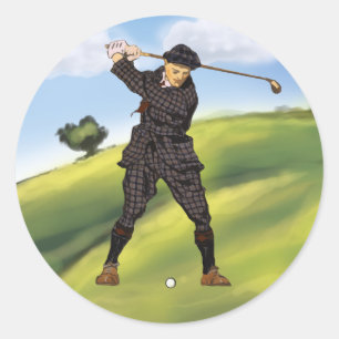 kijkperiode Golfer Golf Ronde Sticker