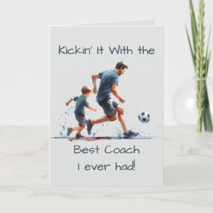 Kikckin' it met de Beste coach Happy Vaderdag Kaart