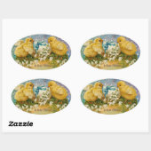 KIKENS, STROMEN, EENVOUDIGERE EGG IN GOUDE BLAUWE OVALE STICKER (Vel)