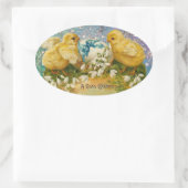 KIKENS, STROMEN, EENVOUDIGERE EGG IN GOUDE BLAUWE OVALE STICKER (Tas)