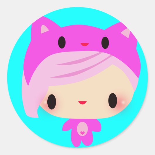 Kiki-Chan Ronde Sticker (Voorkant)