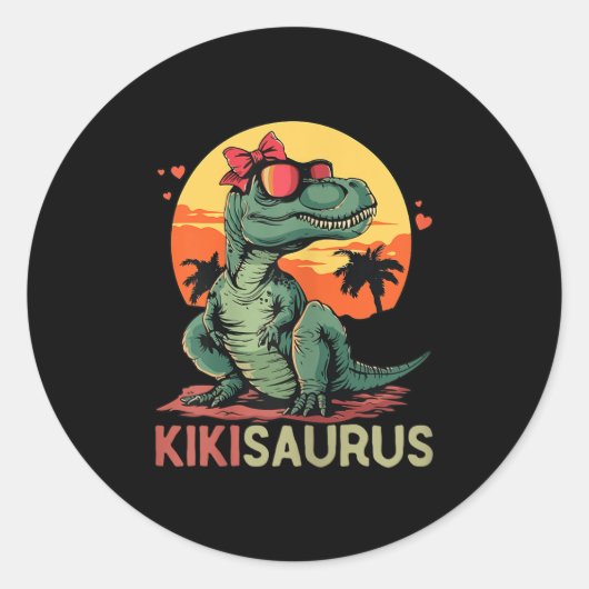 Kikisaurus Dino Dinosaur Kiki-saurus T-rex Mother' Ronde Sticker (Voorkant)
