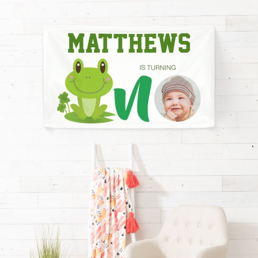 Kikker 1e verjaardagsbanner spandoek (Insitu)