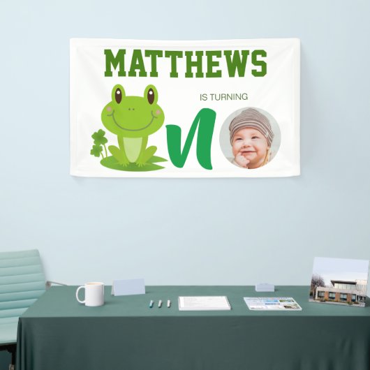 Kikker 1e verjaardagsbanner spandoek (Beurs)