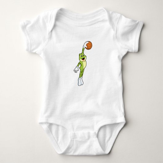 Kikker als Basketballspeler met Basketball.PNG Romper (Voorkant)