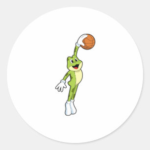 Kikker als Basketballspeler met Basketball.PNG Ronde Sticker