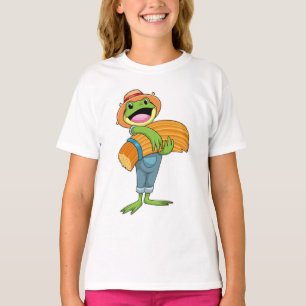 Kikker als boer met stro t-shirt