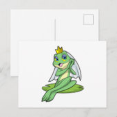 Kikker als bruid op trouwfeest met kroon briefkaart (Voorkant / Achterkant)
