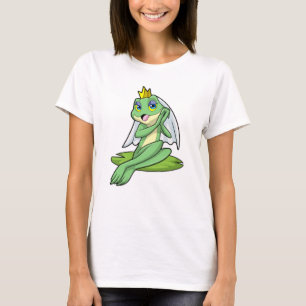 Kikker als bruid op trouwfeest met kroon t-shirt