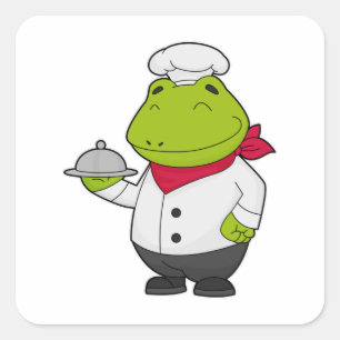 Kikker als Cook met snoer Vierkante Sticker