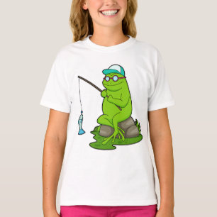 Kikker als Fisher met Geviste staaf en vis T-shirt