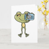 Kikker als fotograaf met camera kaart (Gele Bloem)