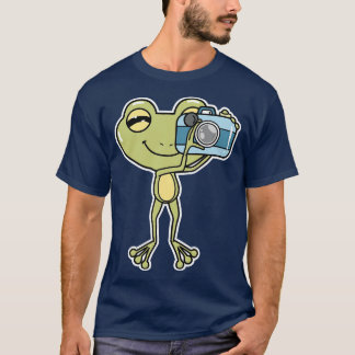 Kikker als fotograaf met camera t-shirt