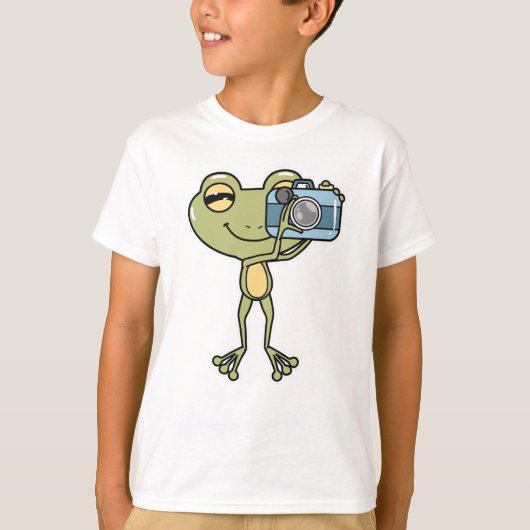 Kikker als fotograaf met camera t-shirt (Voorkant)