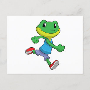 Kikker als hardloper tijdens hardlopen briefkaart