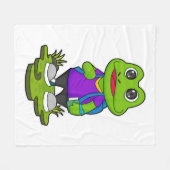 Kikker als Hiker met rugzak Fleece Deken (Voorkant (Horizontaal))