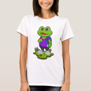 Kikker als Hiker met rugzak T-shirt
