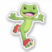 Kikker als inline skater met Rollers schaatsen Sticker (Voorkant)