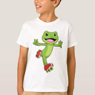 Kikker als inline skater met Rollers schaatsen T-shirt