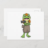 Kikker als kapper met föhn briefkaart (Voorkant / Achterkant)