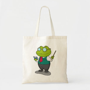Kikker als leraar met boek tote bag