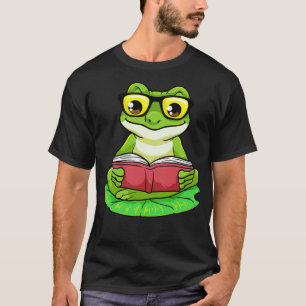 Kikker als Nerd met Bril Boek T-shirt