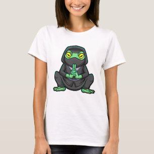 Kikker als Ninja in zwart T-shirt