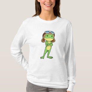 Kikker als piloot met Pet en bril T-shirt