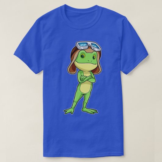 Kikker als Piloot met Petten Bril T-shirt (Design voorkant)