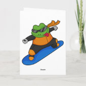 Kikker als sneeuwbard met snowboard kaart (Achterkant)