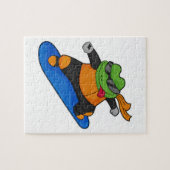 Kikker als Snowobarder met Snowboard Legpuzzel (Horizontaal)