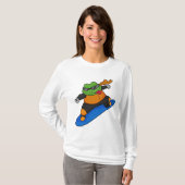 Kikker als Snowobarder met Snowboard T-shirt (Voorkant volledig)