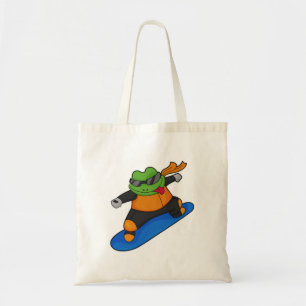 Kikker als Snowobarder met Snowboard Tote Bag