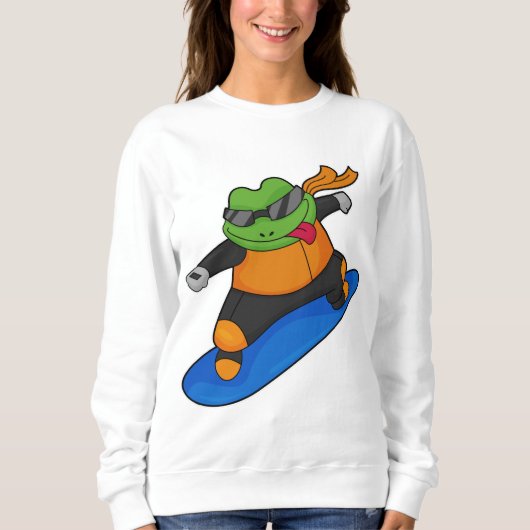 Kikker als Snowobarder met Snowboard Trui (Voorkant)