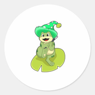 Kikker als Tovenaar met Magische Tand Ronde Sticker