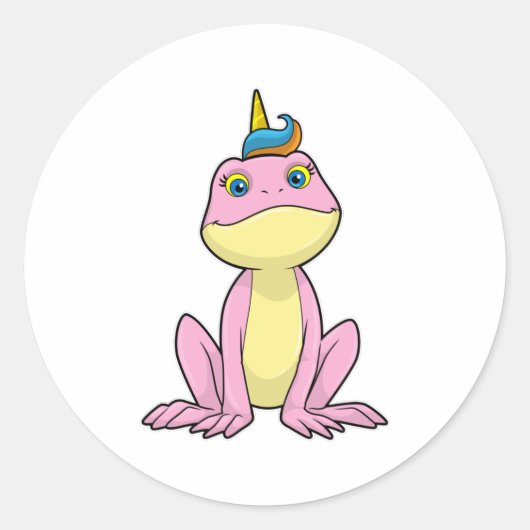 Kikker als Unicorn Ronde Sticker (Voorkant)