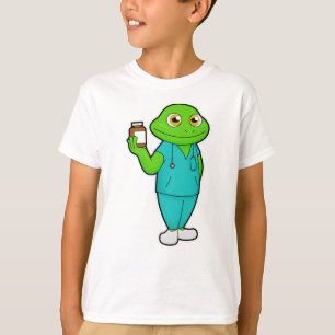 Kikker als verpleegster met geneeskunde en stethos t-shirt