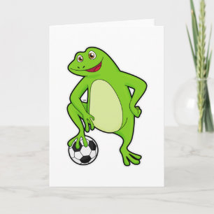 Kikker als voetballer met voetbal kaart