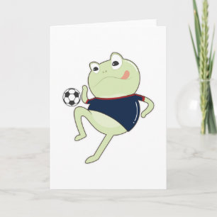 Kikker als voetballer met voetbal kaart