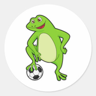 Kikker als voetbalspeler met Voetbal Ronde Sticker