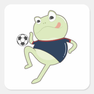 Kikker als voetbalspeler met Voetbal Vierkante Sticker