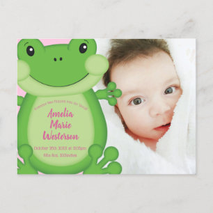 Kikker Baby shower Roze Briefkaart